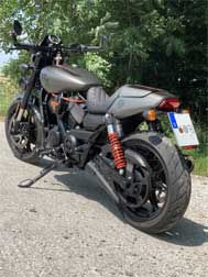 Harley Davidson Street Rod XG750A - Heckumbau - Kunden Foto - zentraler Kennzeichenhalter für Original Blinker